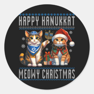 Adesivo Cat Felry Natal Feliz Hanukkah Cristão Judeu