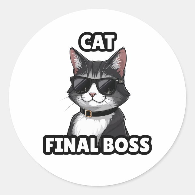 Adesivo Cat Final Boss Cool Sticker (Frente)