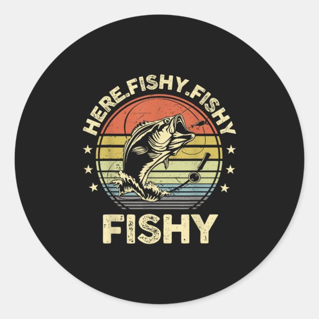 Adesivo Cat Fishing-shirt Here-fishy B Fish Funny Dad  (Frente)