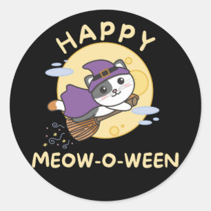 Adesivo Cat Happy Halloween Happy Meow-o-between Classic R