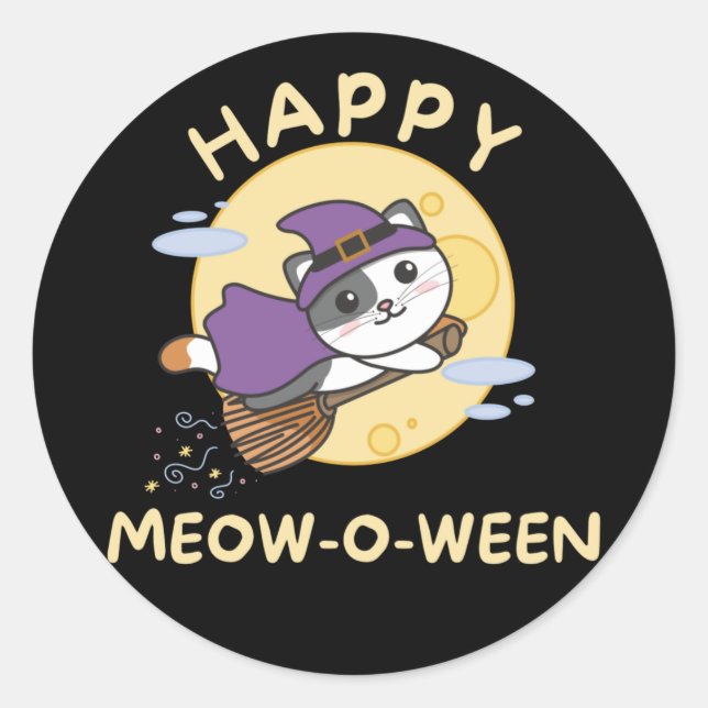 Adesivo Cat Happy Halloween Happy Meow-o-between Classic R (Frente)