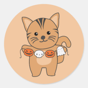 Adesivo Cat Happy Halloween Pumpkin Bat Costume Classume R