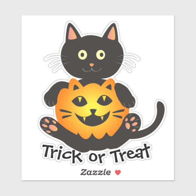 Adesivo Cat Holding Jack-o-Lanterna (Folha)