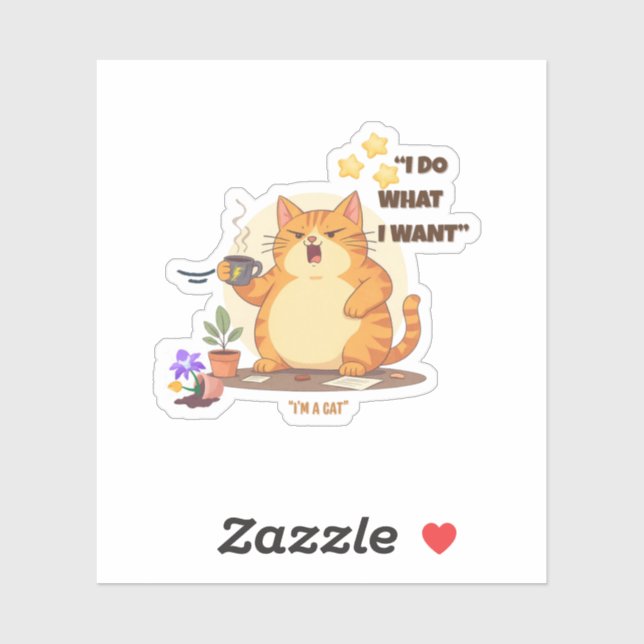 Adesivo Cat "I Do What I Want" Kiss-Cut Vinyl Sticker (Folha)