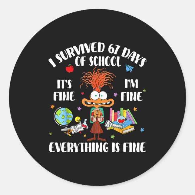 Adesivo Cat I Survived 67 Days Of School Teachers Students (Frente)