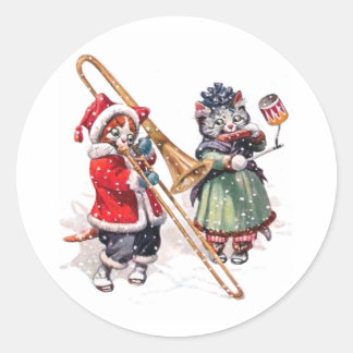 Adesivo Cat Joga Trombone na Neve