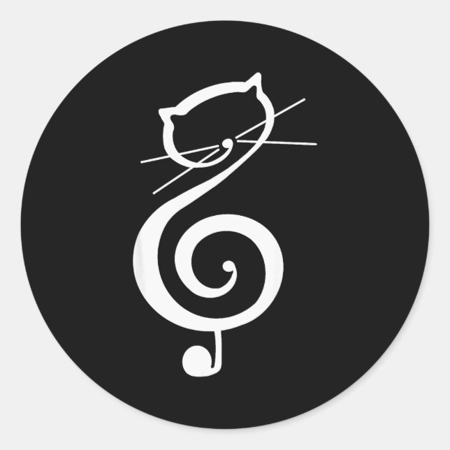 Adesivo Cat Kitty Treble Music Clef Funny Cat Music Notes  (Frente)