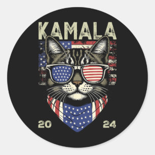 Adesivo Cat Lady Kamala-harris 2024 - Gato de Bandeira Ame