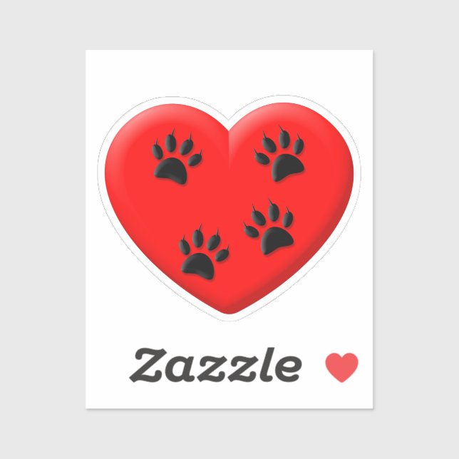 Adesivo Cat Lover Red Heart And Paws Classic (Folha)