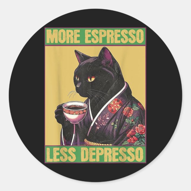 Adesivo Cat Mais Espresso Menos Depresso (Frente)
