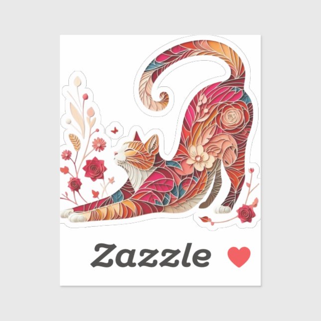 Adesivo cat mandala (Folha)