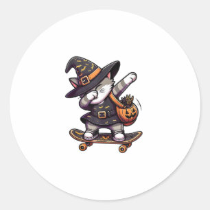 Adesivo Cat Meow Debbing em Skateboad Roupa Kids Halloween