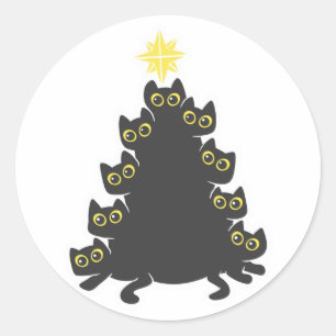 Adesivo Cat na árvore de Natal - Escolher cor de fundo
