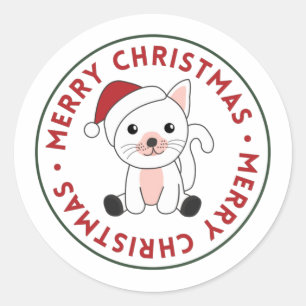 Adesivo Cat Natal Neve Animais de inverno Gatos Rou Clássi