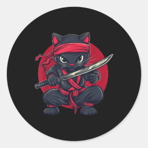 Adesivo Cat Ninja Samurai Japão Bandeira japonesa Kawaii E