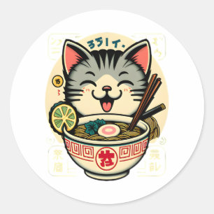 Adesivo Cat Noodle Japonês Anime ga Kawaii Cat