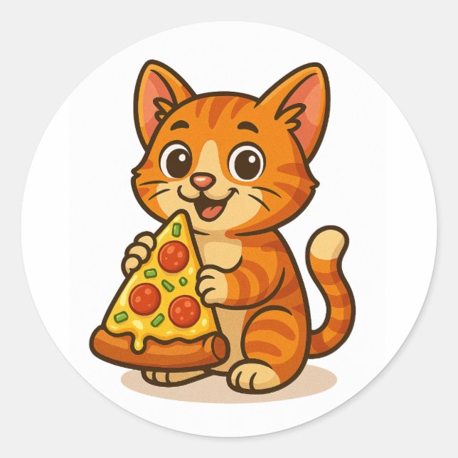 Adesivo Cat Pizza Party – Cute Cartoon Cat Sticker (Frente)
