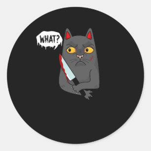 Adesivo Cat Que Assassino de Gato Negro Assassino Com Faca