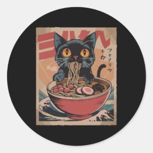 Adesivo Cat Ramen Japonês Camisetas Gráficas Engraçadas Ka