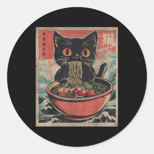 Adesivo Cat Ramen Japonês Camisetas Gráficas Engraçadas Ka