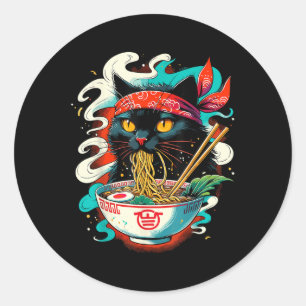 Adesivo Cat Ramen Noodle Anime Japonês Kawaii Cat