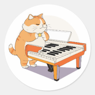 Adesivo Cat Reproduz O Piano