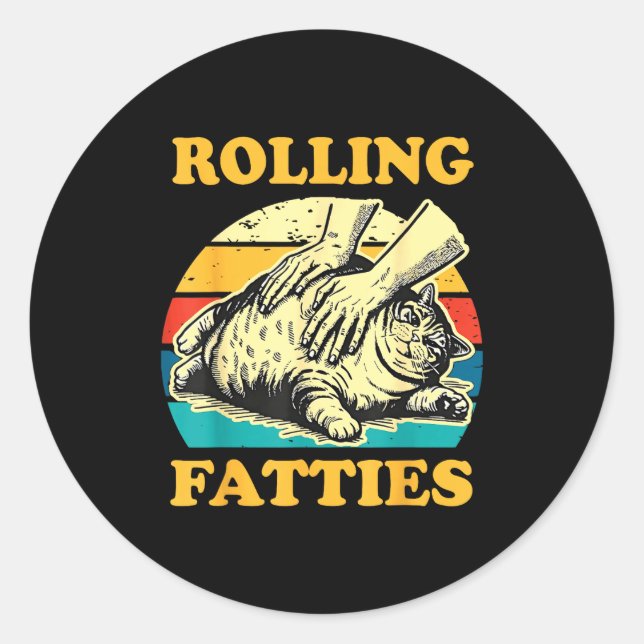 Adesivo Cat Rolling Fatties Funny For Men Women  (Frente)