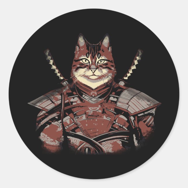 Adesivo Cat Samurai Warrior Japonês (Frente)