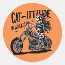 Cat Skeleton Andando A Moto Cat-itude em onde