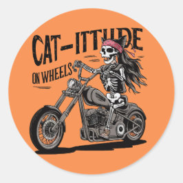 Adesivo Cat Skeleton Andando A Moto Cat-itude em onde