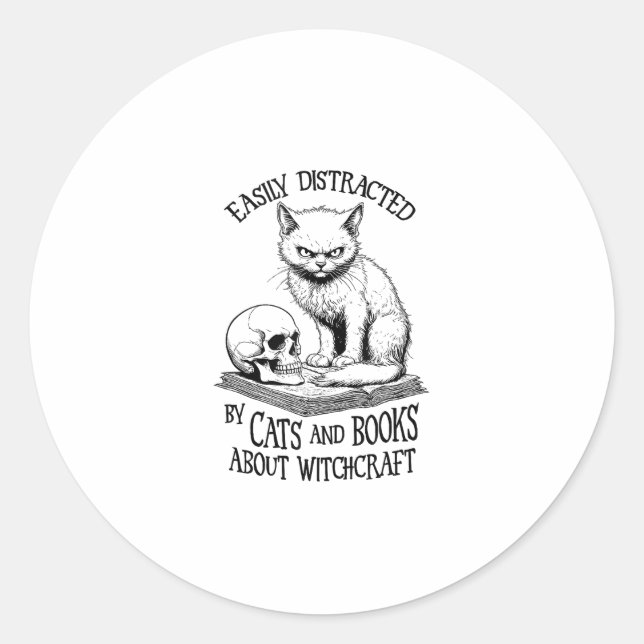 Adesivo Cat Skull Halloween Facilmente Distraído Livro Eng (Frente)