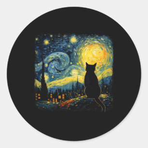 Adesivo Cat Starry Night Van Gogh Cat Para Cat Lover Cat M