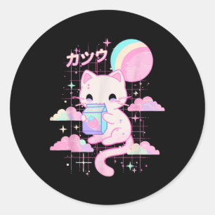 Adesivo Cat Strawberry milk Anime 90 s Japão Cat