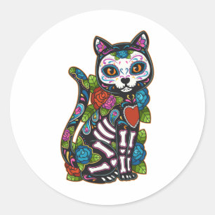 Adesivo Cat Sugar Skull México Calavera Dia De Los Muertos