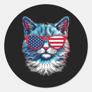 Adesivo Cat Sungles Usa Bandeira 4 De Julho Dia Memorial