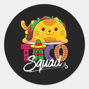 Adesivo Cat Taco Squad Cinco De Mayo Cute Engraçado Mexica