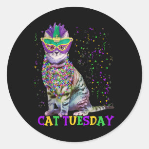 Adesivo Cat Terça-feira Engraçado Mardi Gras 2025 Nova Orl