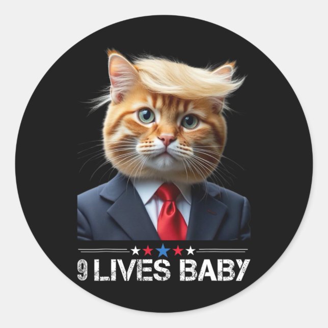 Adesivo Cat Trump 9 Lives Ba1Memória Trump (Frente)