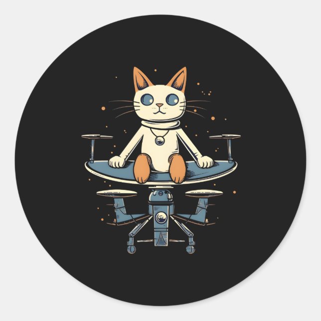 Adesivo Cat Voando Com Drones Piloto-Piloto-Quadcopter Auv (Frente)