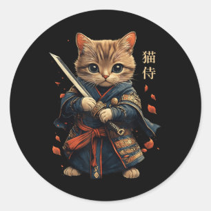 Adesivo Cat Warrior Japonês Samurai Cat Tattoo Kawaii Nin
