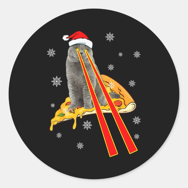 Adesivo Cat With Laser Eyes Funny Zza Cat Christmas  (Frente)