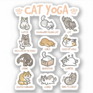 Adesivo Cat Yoga Possui Gatos Praticando Meditação de Mind