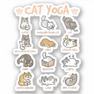 Adesivo Cat Yoga Possui Gatos Praticando Meditação de Mind