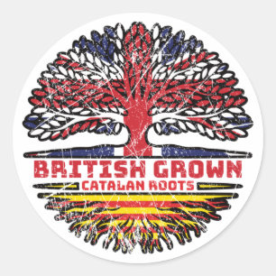 Adesivo Catalunha Catalão Uk Reino Unido Árvore Britânica