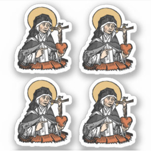 Adesivo Catarina de Siena com Coração Crucifixo