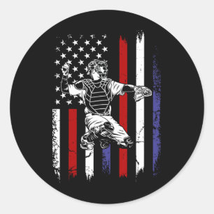 Adesivo Catcher Patriótico Bandeira Americana de Beisebol
