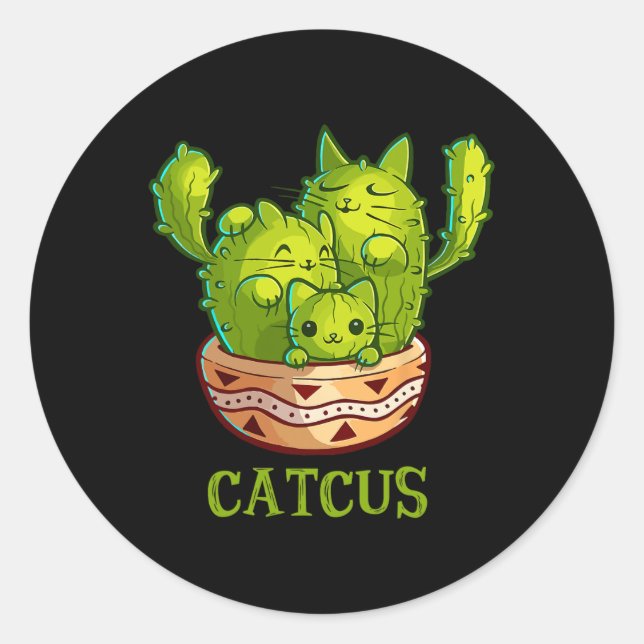 Adesivo Catcus Cute Cat E Cactus Mexicanos Cactus Cinco De (Frente)