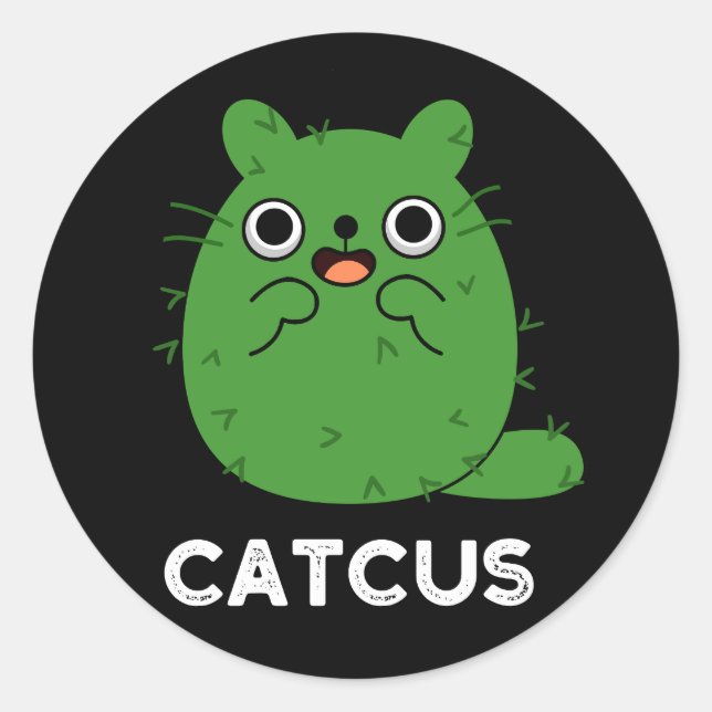 Adesivo Catcus Funny Cat Cactus Pun Dark BG (Frente)