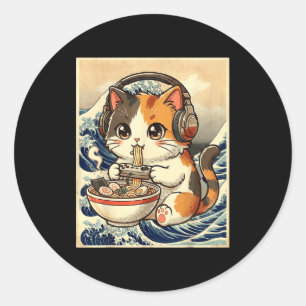 Adesivo Cate Ramen Anime Gamer Arte Japonês Retro Vintage