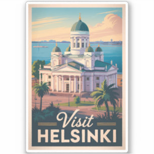 Adesivo Catedral de Helsinque Finlândia Viagem Arte Vintag